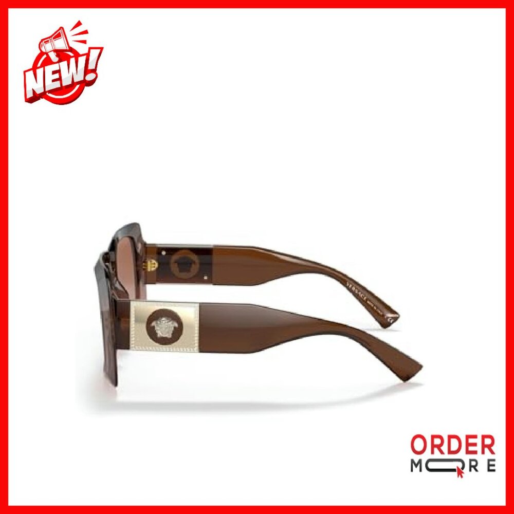 Brown Plastic Rectangle Sunglasses with Gradient … - image 5